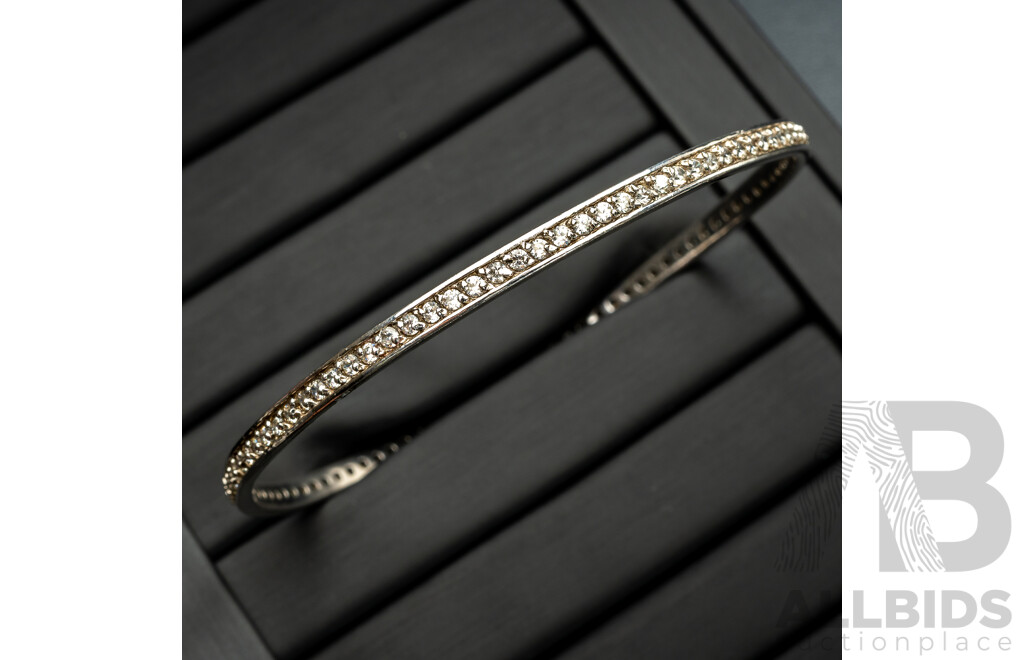 Sterling Silver Cz Set Bangle, Ring and Drop Stud Earrings Set, 19.18 Grams