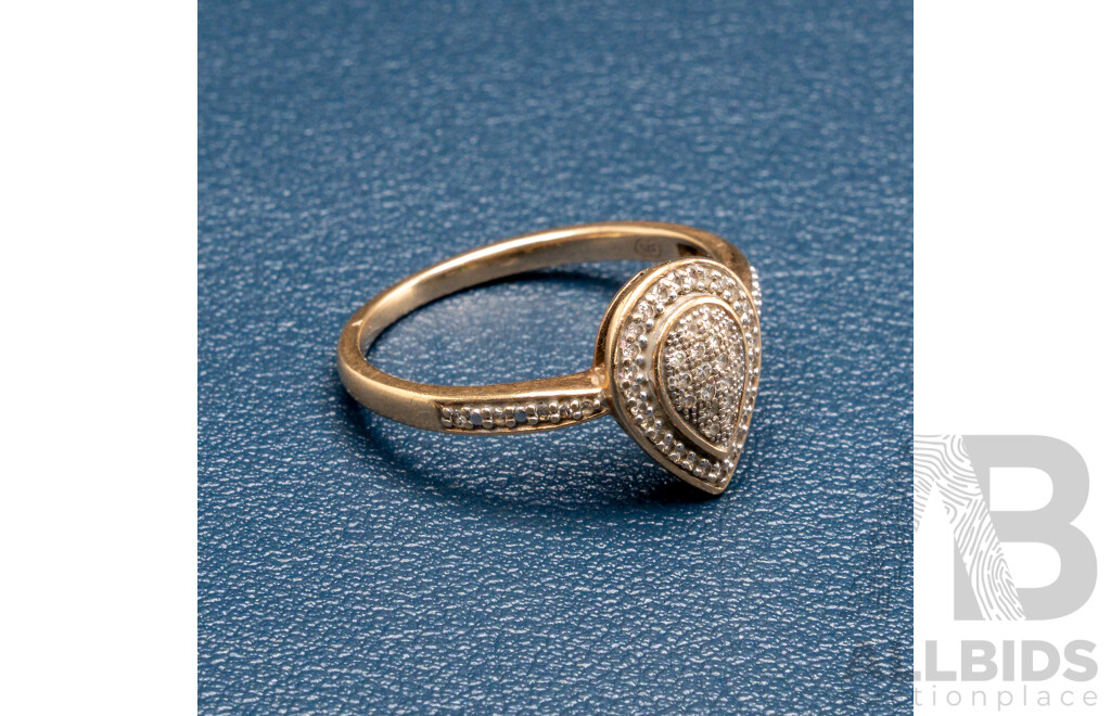 9ct Yellow Gold Diamond Cluster Ring, Est TDW 0.15ct, Size O, 2.15 Grams