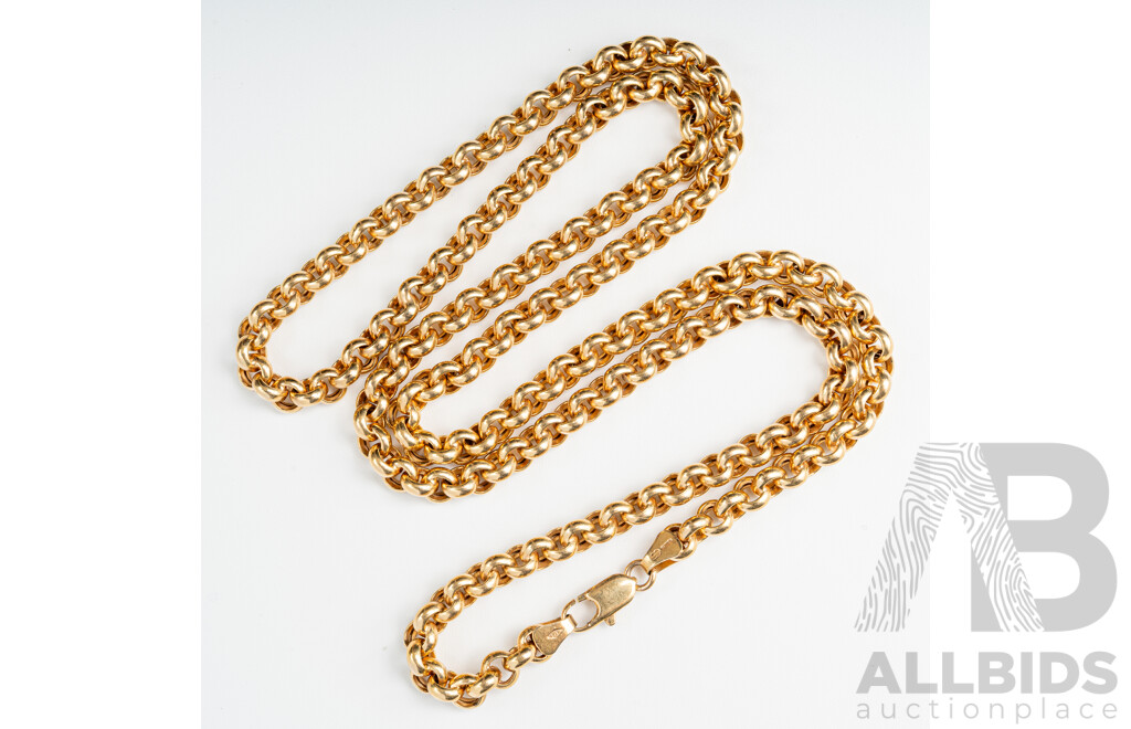 9ct Belcher Link Necklace, 60cm, 19.45 Grams - as New