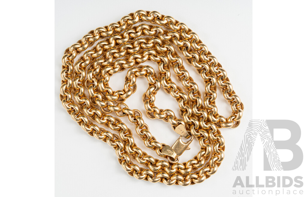 9ct Belcher Link Necklace, 60cm, 19.45 Grams - as New