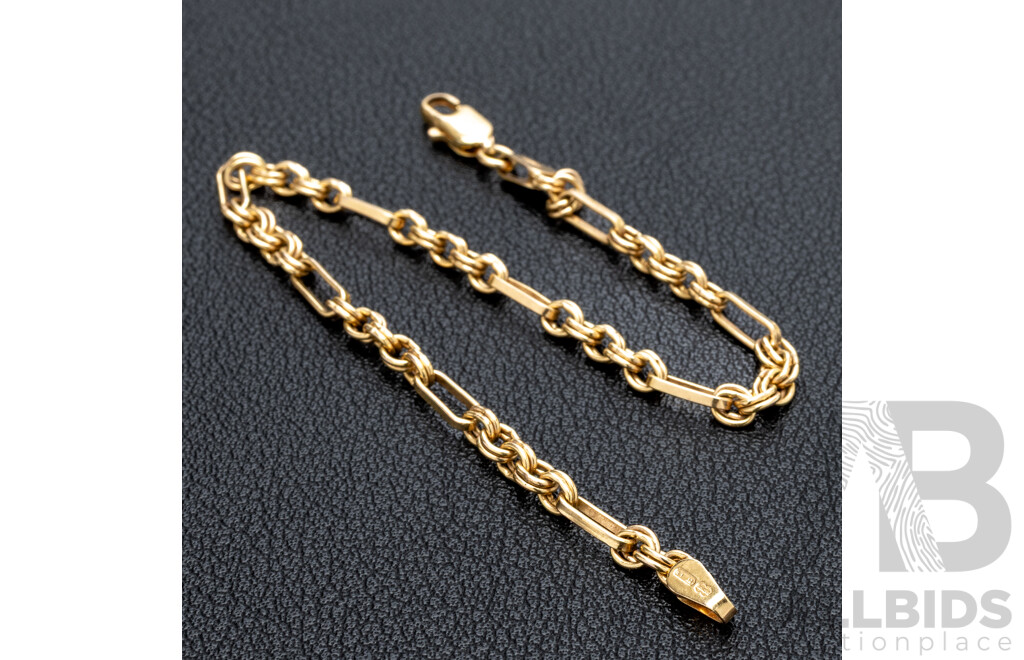 9ct Fancy Belcher Link Bracelet, 19cm, 4.03 Grams