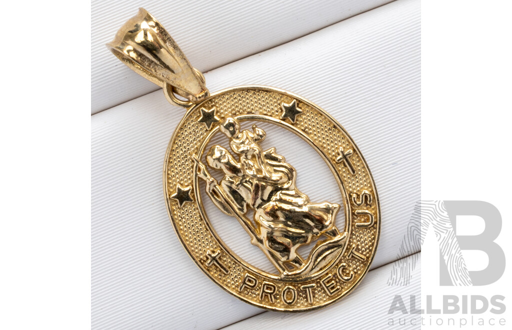 9ct St Christopher Medallion Pendant, 20mm, 0.56 Grams