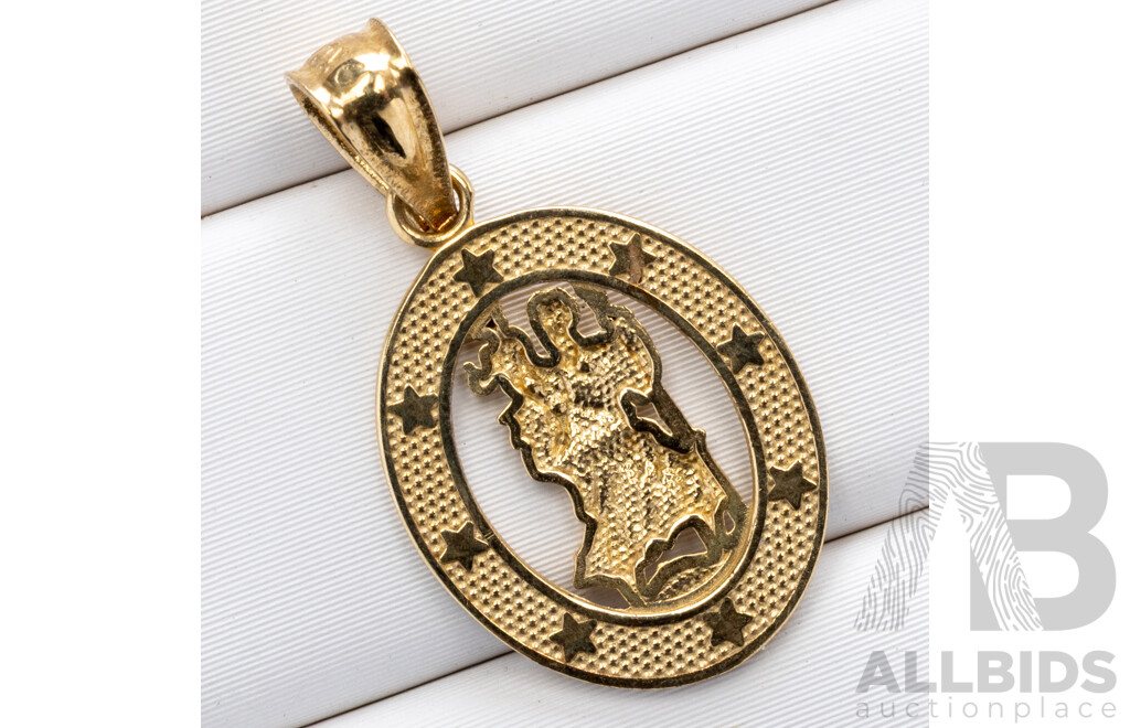 9ct St Christopher Medallion Pendant, 20mm, 0.56 Grams
