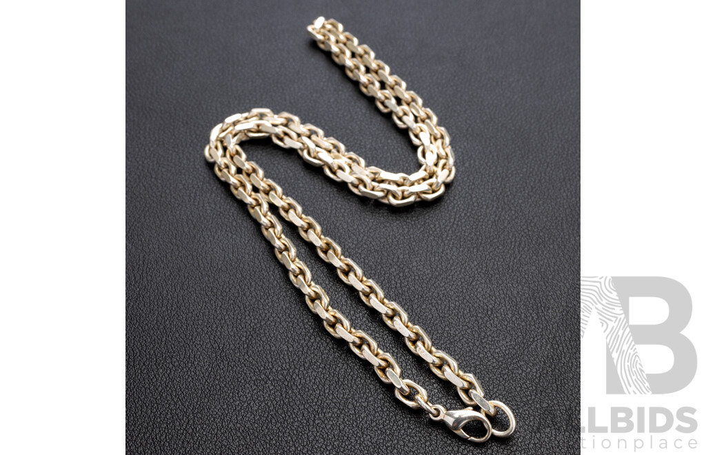 Sterling Silver Vintage Anchor Link Necklace, 55cm, 52.12 Grams