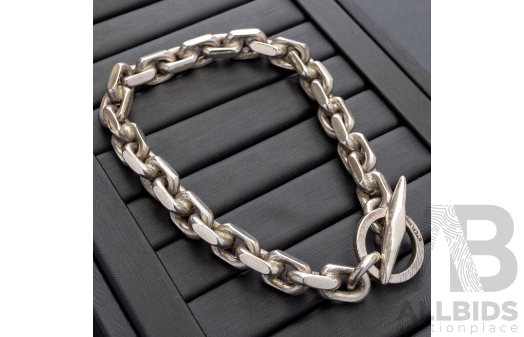 Sterling Silver Vintage Anchor Link Bracelet, 21cm, 49.95 Grams