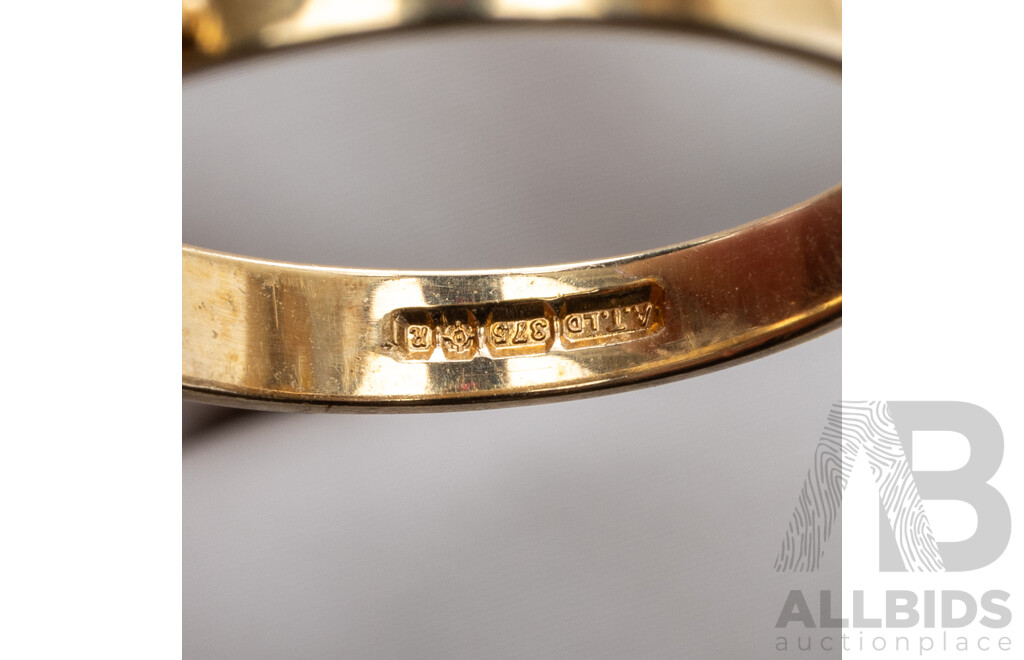 9ct Emerald & Diamond (3) Ring Bridal Set, Est TDW 0.25ct, Size L, 6.50 Grams