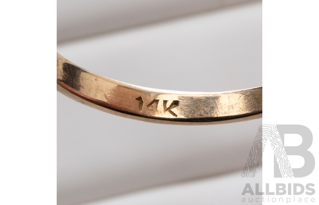 14K Vintage Jadeite & Sapphire Ring, Size Q, 2.53 Grams