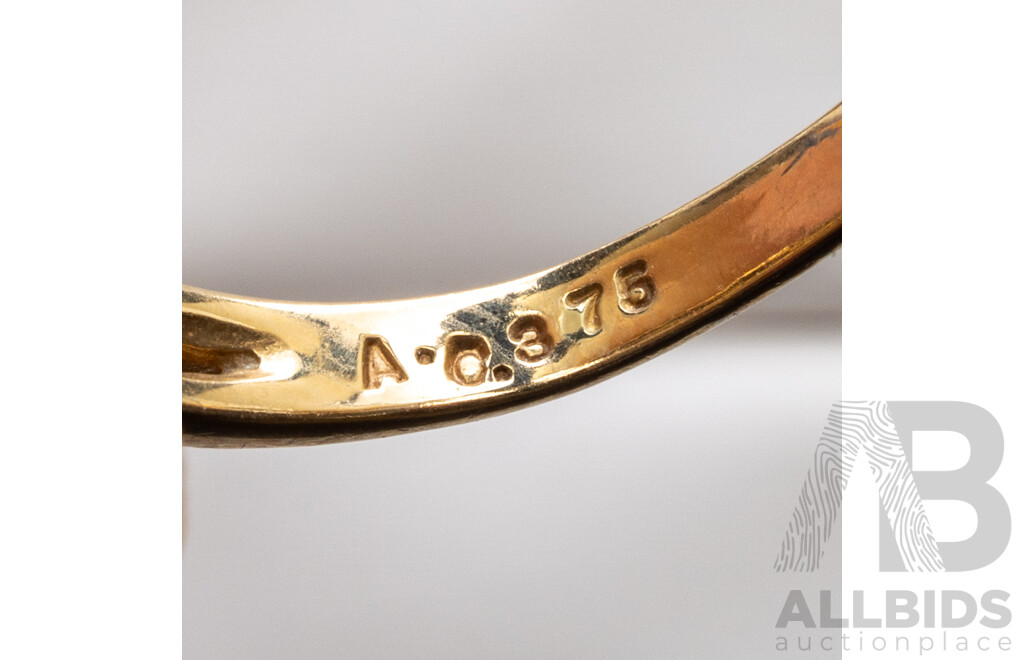 9ct Angus & Coote Aquamarine & Diamond Ring, TDW 0.025ct, Size L, 2.36 Grams