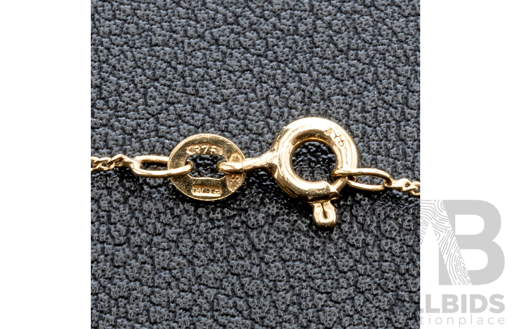 9ct Ruby & Diamond Pendant, TDW 0.10ct, on a 9ct Fine Curb Link Necklace, 45cm, 1.56 Grams