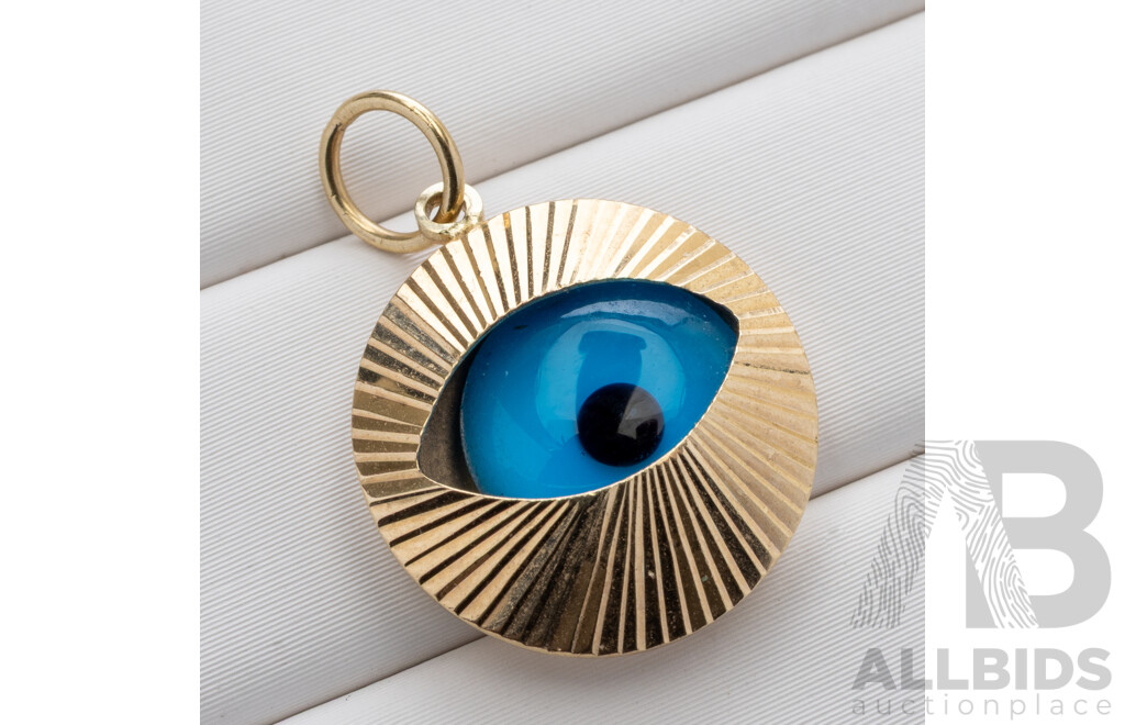 9ct Evil Eye Charm, 15mm, 1.36 Grams