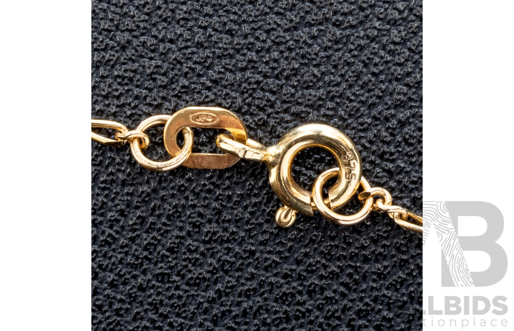 9ct Figaro 3+1 Chain Necklace, 60cm, 2.57 Grams