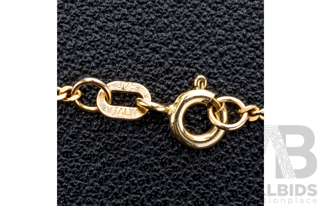 9ct Figaro 3+1 Chain Necklace, 60cm, 2.57 Grams