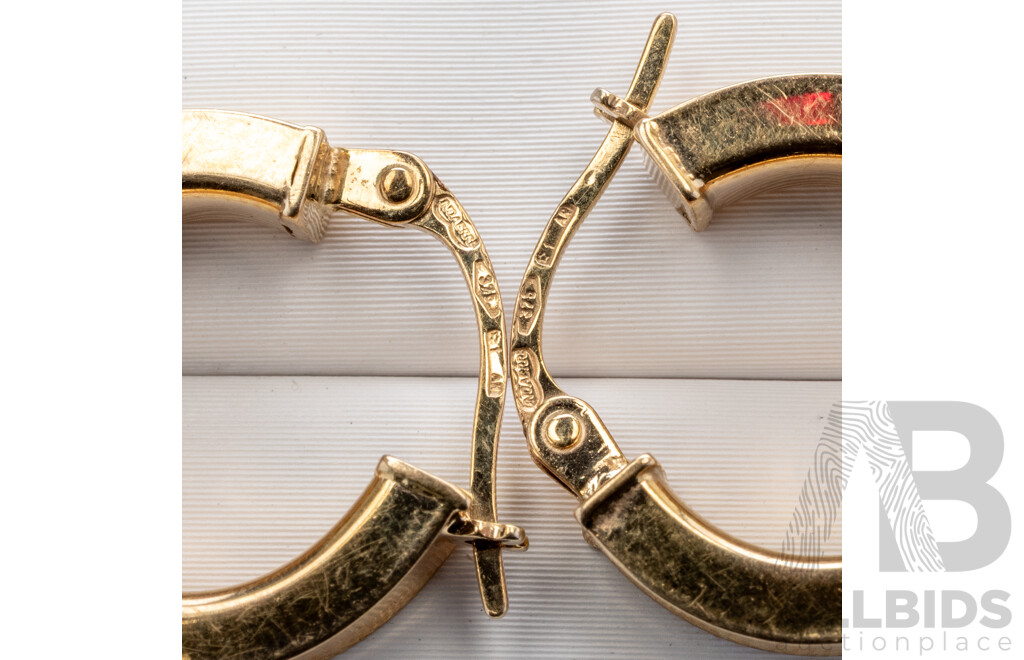 9ct Concave Hoop Earrings, 15mm, 1.89 Grams