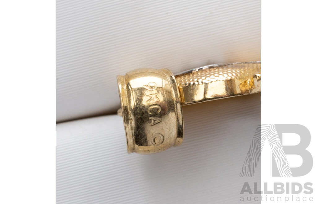 9ct Two Tone Owl Pendant, 32mm, 1.38 Grams