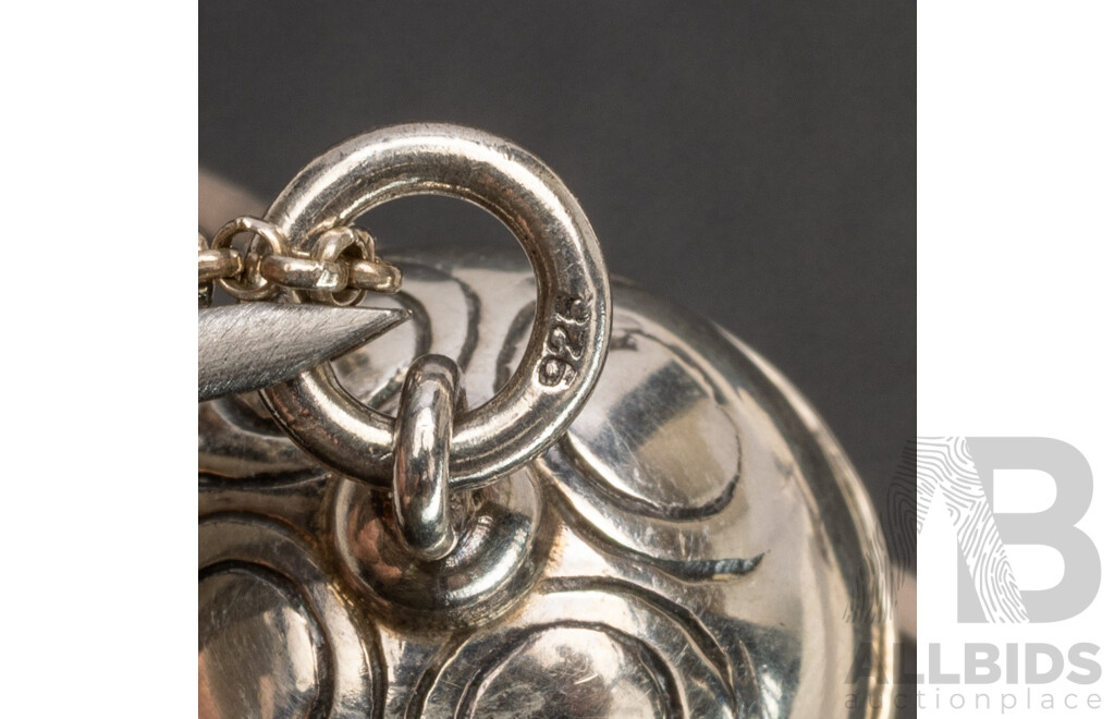 Sterling Silver Onyx Locket with Beaded Necklace & Sterling Silver Harmony Ball Necklace, 25.23 Grams