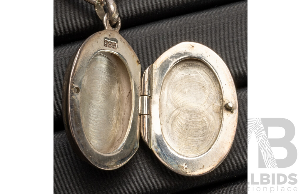 Sterling Silver Onyx Locket with Beaded Necklace & Sterling Silver Harmony Ball Necklace, 25.23 Grams