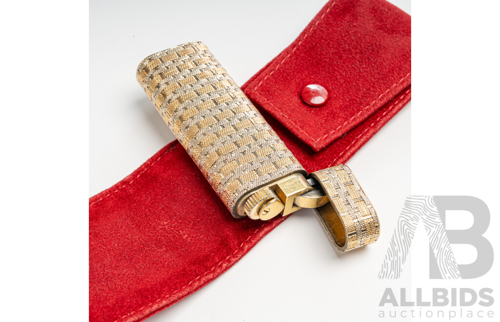 Cartier Vintage 18ct Gold Weave Pattern Lighter Casing with Lighter Mechanism, C.1980, Hallmarked 750