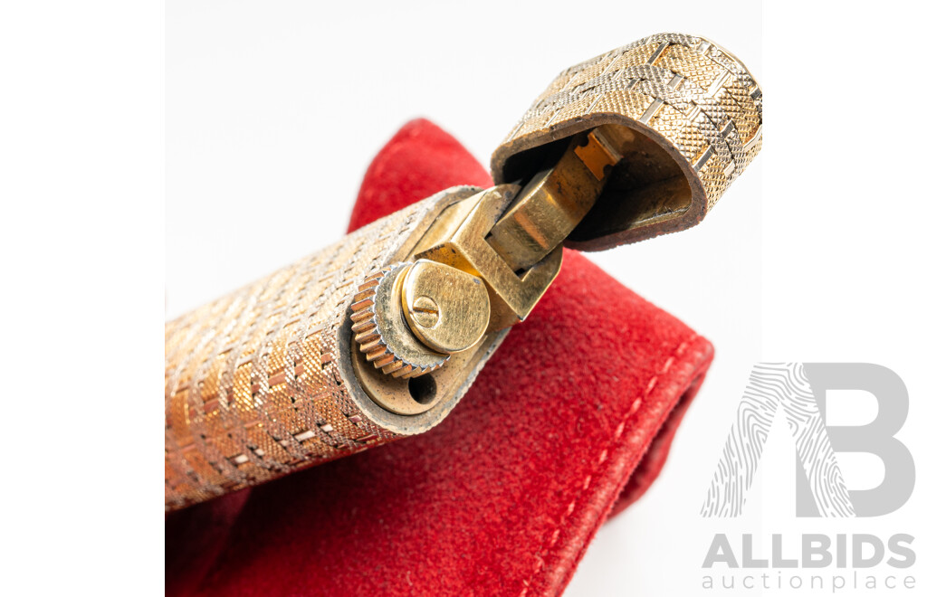Cartier Vintage 18ct Gold Weave Pattern Lighter Casing with Lighter Mechanism, C.1980, Hallmarked 750