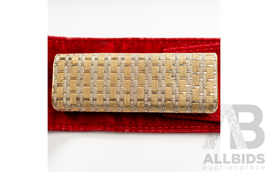 Cartier Vintage 18ct Gold Weave Pattern Lighter Casing with Lighter Mechanism, C.1980, Hallmarked 750
