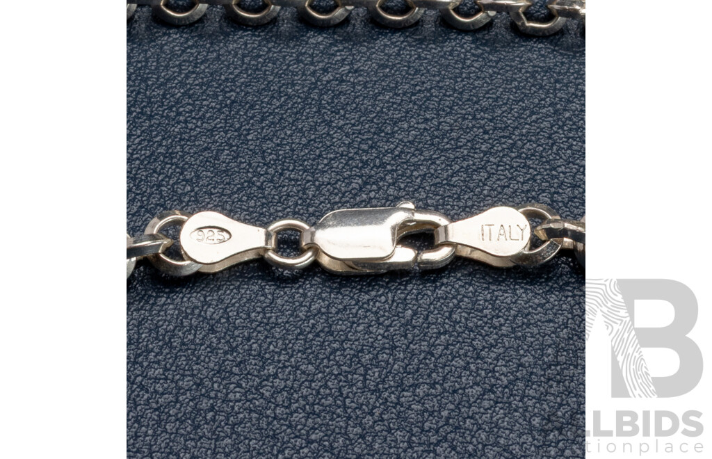 Sterling Silver Knife Edge Belcher Link Necklace, 45cm, 18.63 Grams