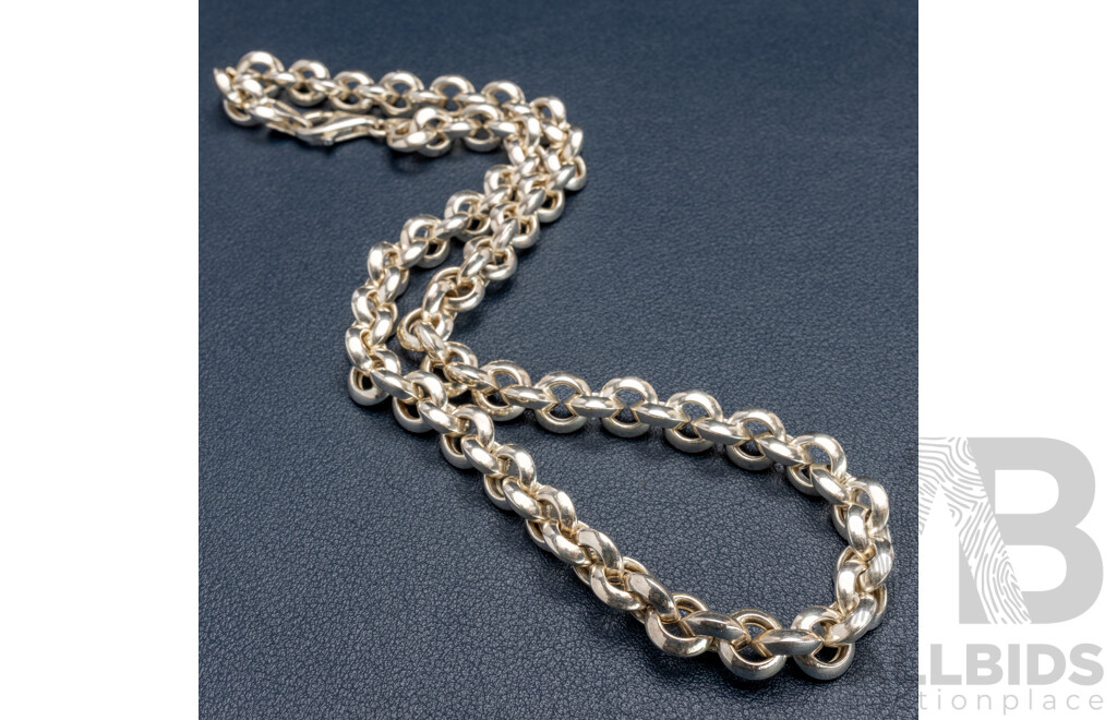 Sterling Silver Knife Edge Belcher Link Necklace, 45cm, 37.98 Grams