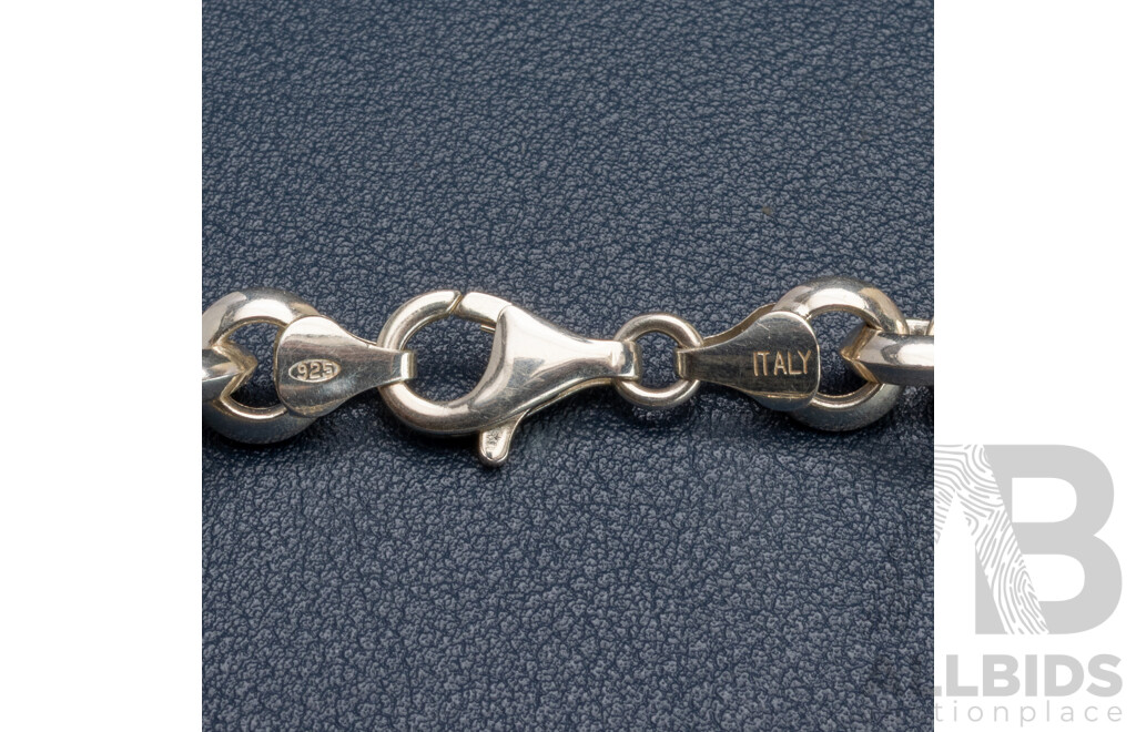 Sterling Silver Knife Edge Belcher Link Necklace, 45cm, 37.98 Grams