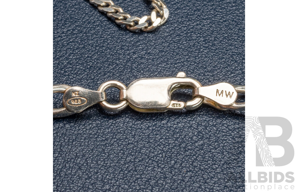 Sterling Silver Flat Curb Link Necklace, 70cm & Sterling Silver Curb Link Necklace, 50cm, 35.15 Grams