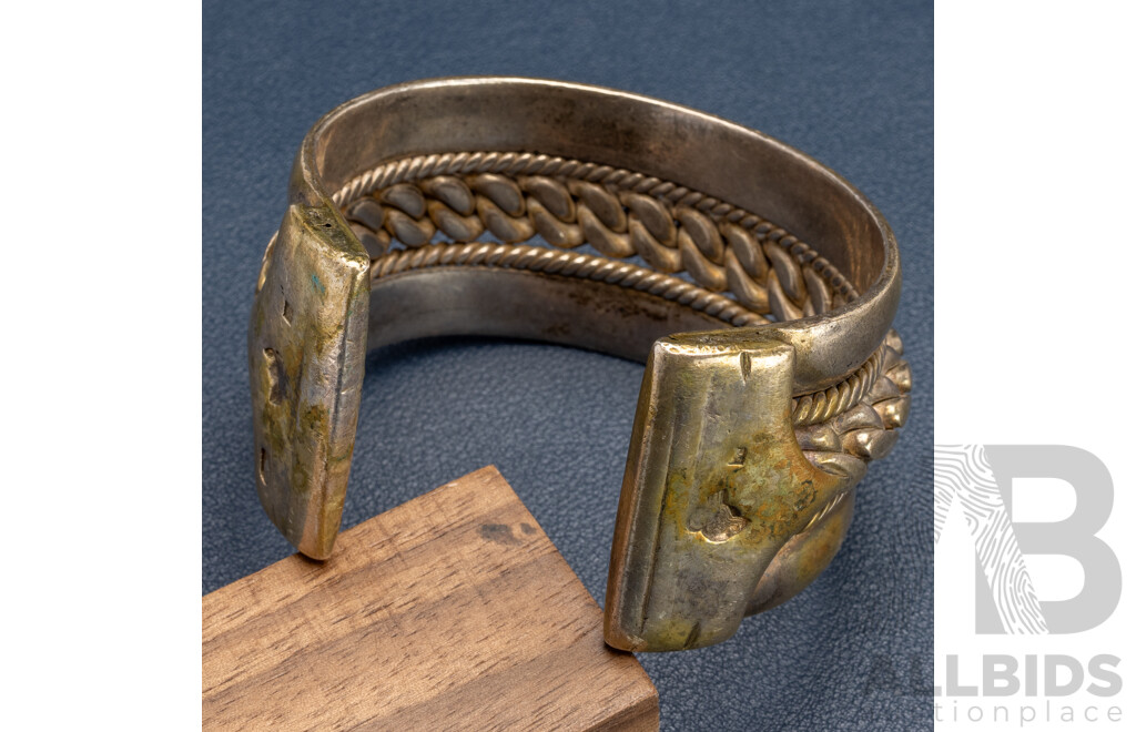 Sterling Silver Ornate Vintage Heavy Open Cuff Bangle, 59mm, 158.0 Grams