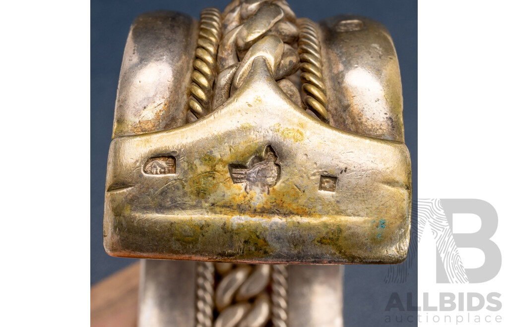 Sterling Silver Ornate Vintage Heavy Open Cuff Bangle, 59mm, 158.0 Grams