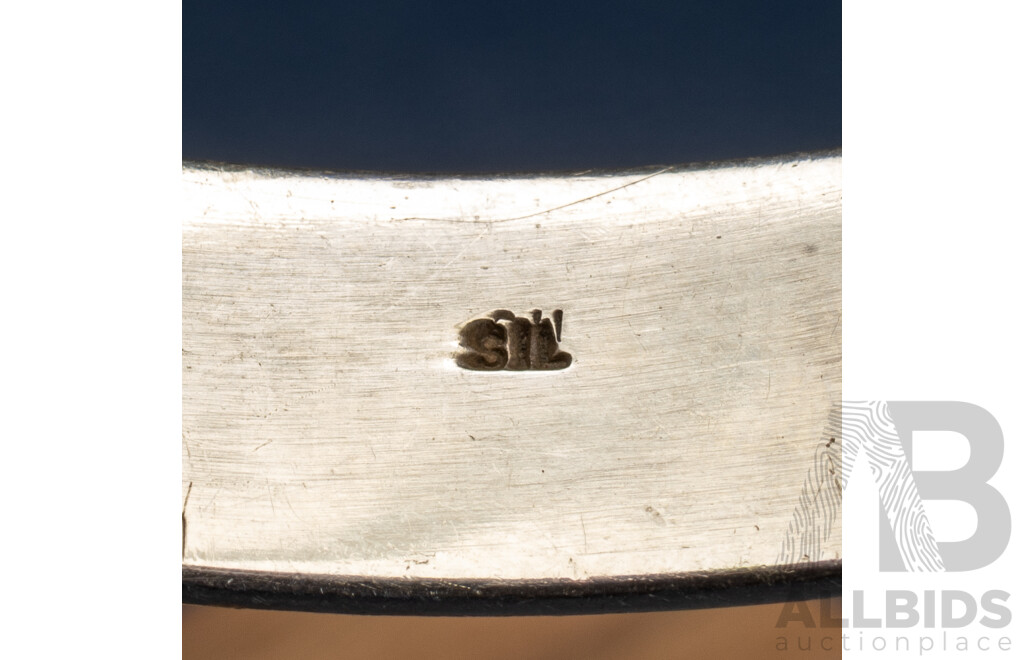 Sterling Silver Solid Curve Profile Golf Bangle, 65mm, 41.67 Grams