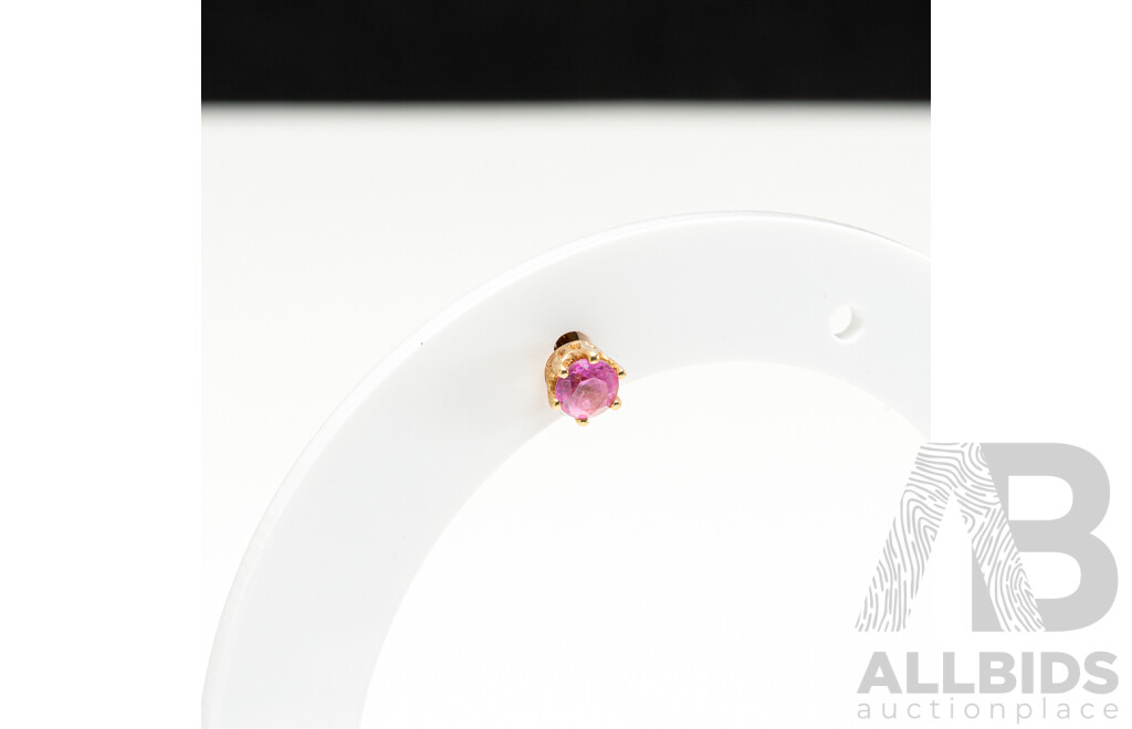 9ct Single Pink Sapphire Stud Earring, 3.5mm, 0.38 Grams