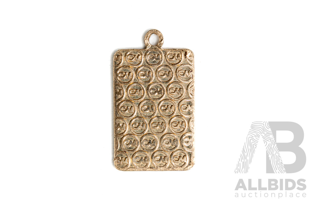 9ct CM 1g Gold Ignot .375 Credit Mondial 104726 Pendant, 1.08 Grams