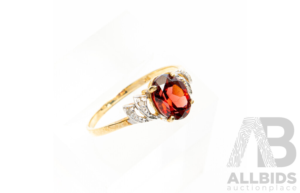 9ct Created Ruby & Diamond Ring, TDW 0.02ct, Size O, 1.49 Grams