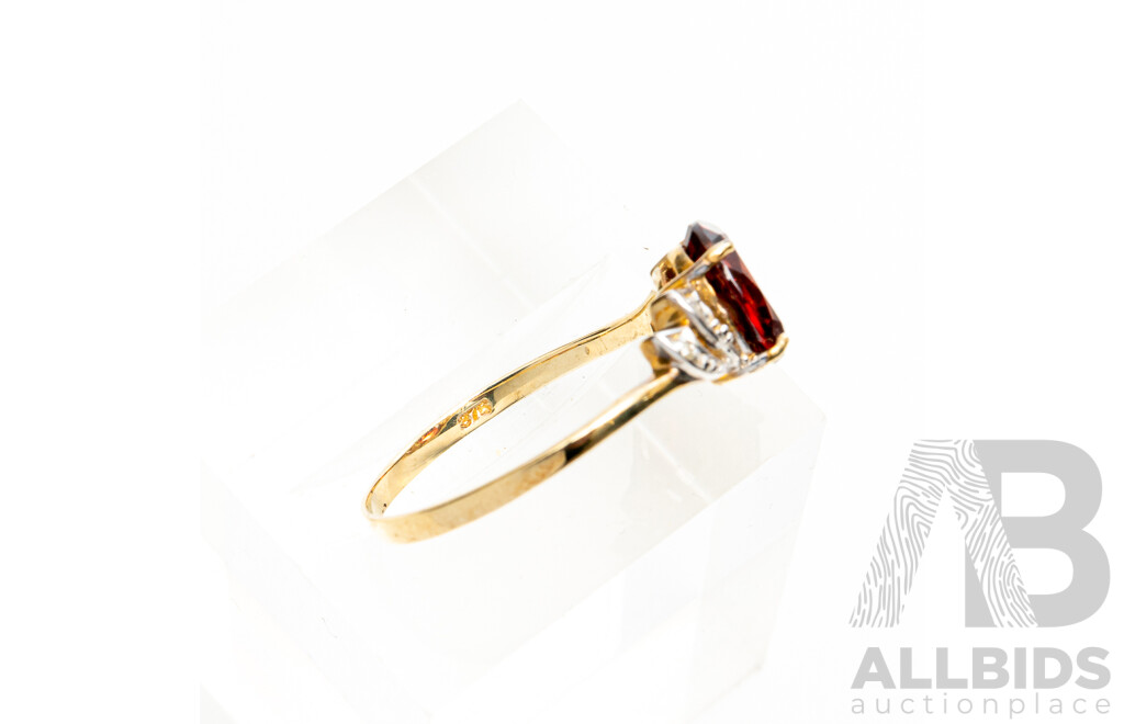 9ct Created Ruby & Diamond Ring, TDW 0.02ct, Size O, 1.49 Grams