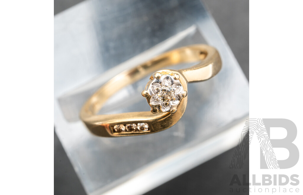 9ct Diamond Cluster Ring, TDW 0.05ct, Size M, 1.89 Grams