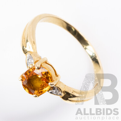 18ct Yellow Sapphire & Diamond Ring, S0.81ct/TDW0.02ct, Size M, 3.04 Grams