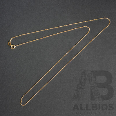 9ct Fine Curb Link Chain Necklace, 55cm, 1.39 Grams