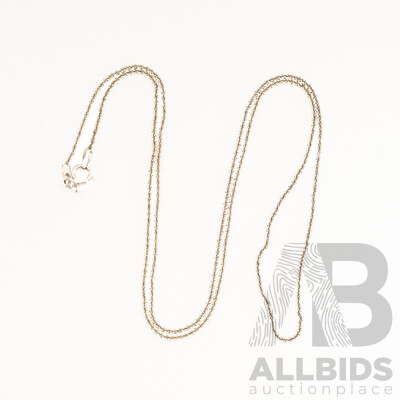 9ct White Gold Diamond Cut Chain, 50cm, 2.02 Grams