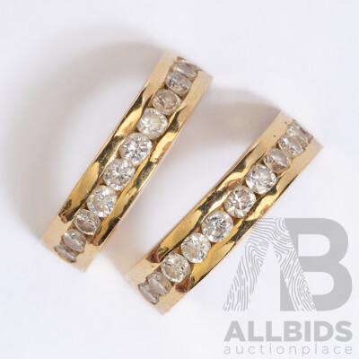 18ct Diamond Set 15mm Half Hoop Stud Earrings with Screw Backs, TDW 1.0ct, 5.75 Grams