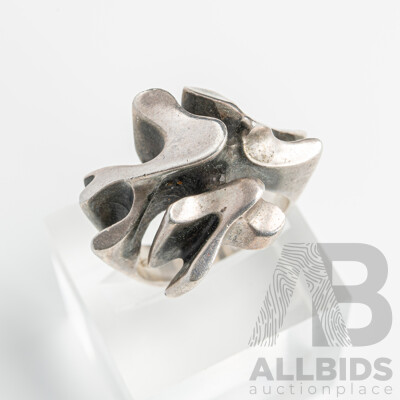 Georg Jensen Vintage Sterling Silver Ring #A12B, Very Rare, Size N, 14.46 Grams