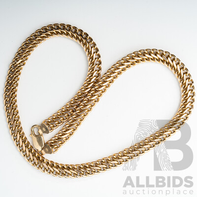 9ct Double Curb Link Necklace, 42cm, 16.48 Grams - as New