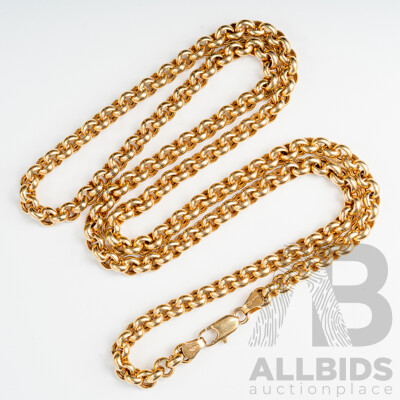 9ct Belcher Link Necklace, 60cm, 19.45 Grams - as New