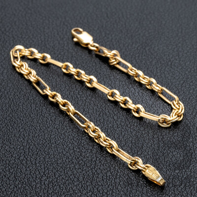 9ct Fancy Belcher Link Bracelet, 19cm, 4.03 Grams