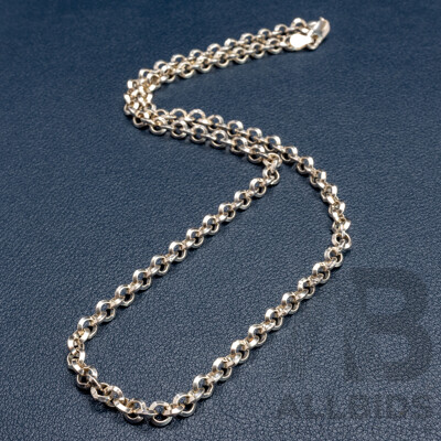 Sterling Silver Knife Edge Belcher Link Necklace, 45cm, 18.63 Grams