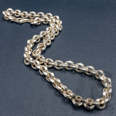 Sterling Silver Knife Edge Belcher Link Necklace, 45cm, 37.98 Grams