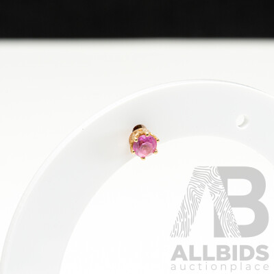 9ct Single Pink Sapphire Stud Earring, 3.5mm, 0.38 Grams