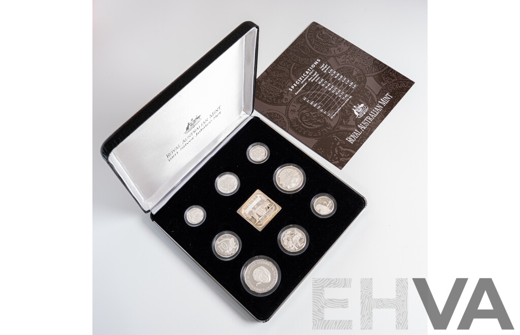 Australian 1991 Masterpieces in Silver Jubilee Proof Coin Set, 25th Anniversary of Decimal Currency .925