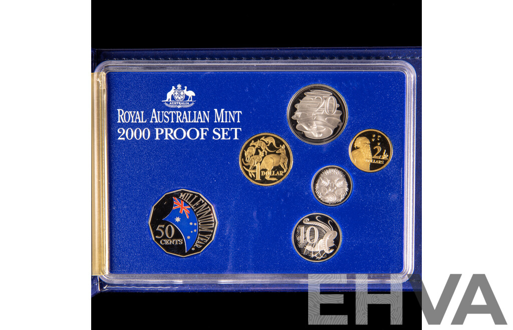 Australian RAM 2000 Six Proof Coin Set with Coloured Fifty Cent Millennium Year