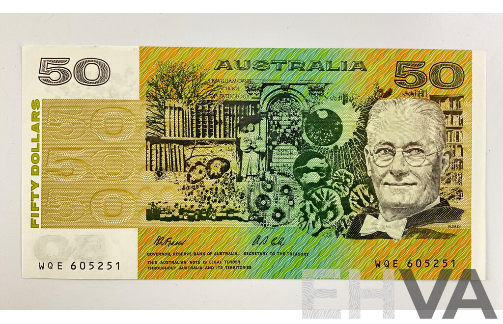 Australian 1991 Fifty Dollar Note, Fraser/Cole R513b WQE 605251