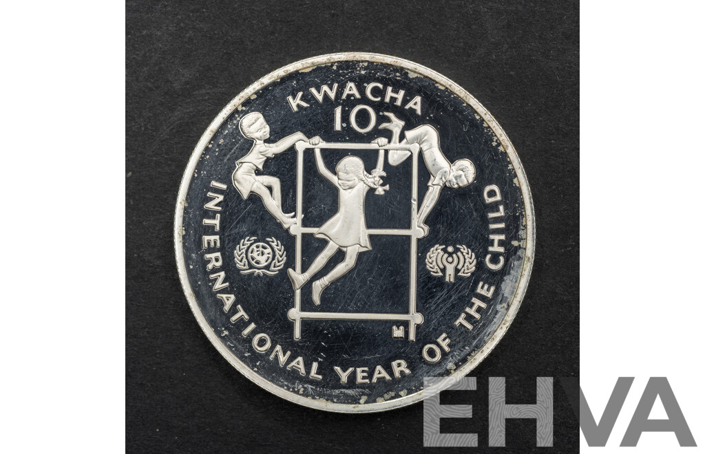 Zambia 1980 Silver Proof Ten Kwacha Coin, International Year of the Child .925